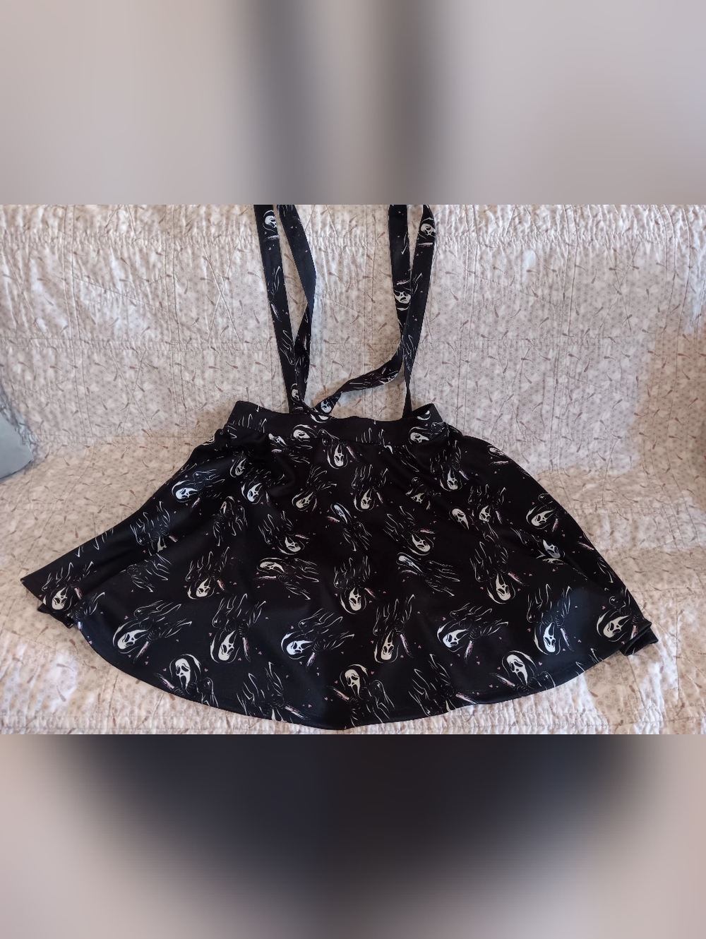 Black Gothic Scream Ghost Face Suspender Skirt